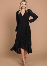 Load image into Gallery viewer, Black Wrap Dress
