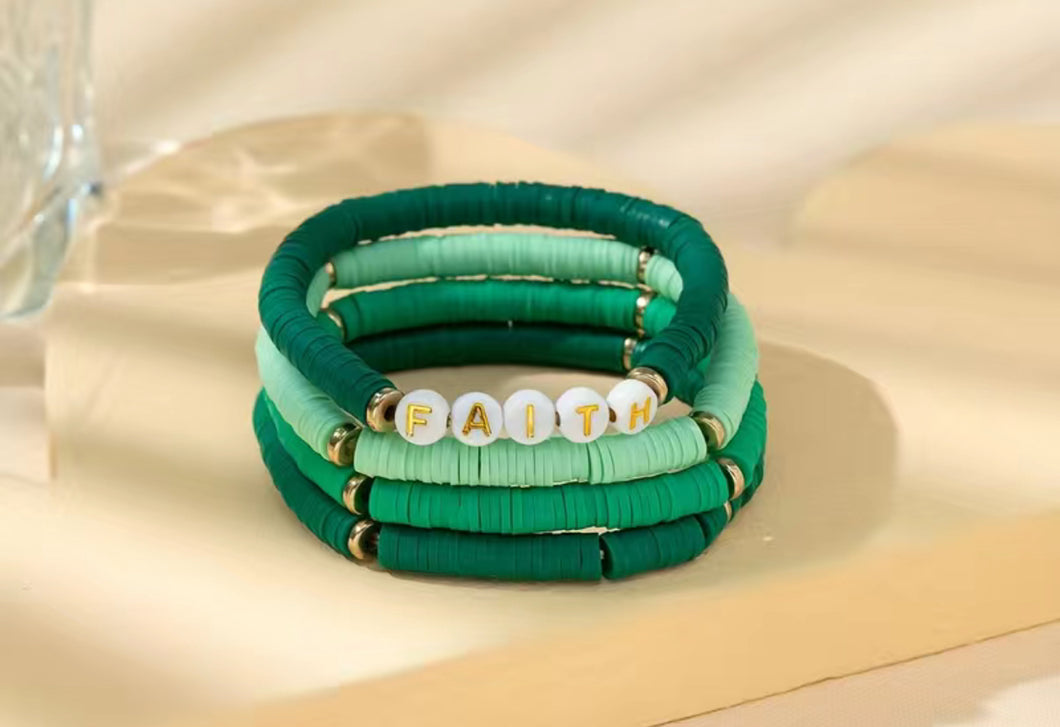 Faith Bracelet Set- Green