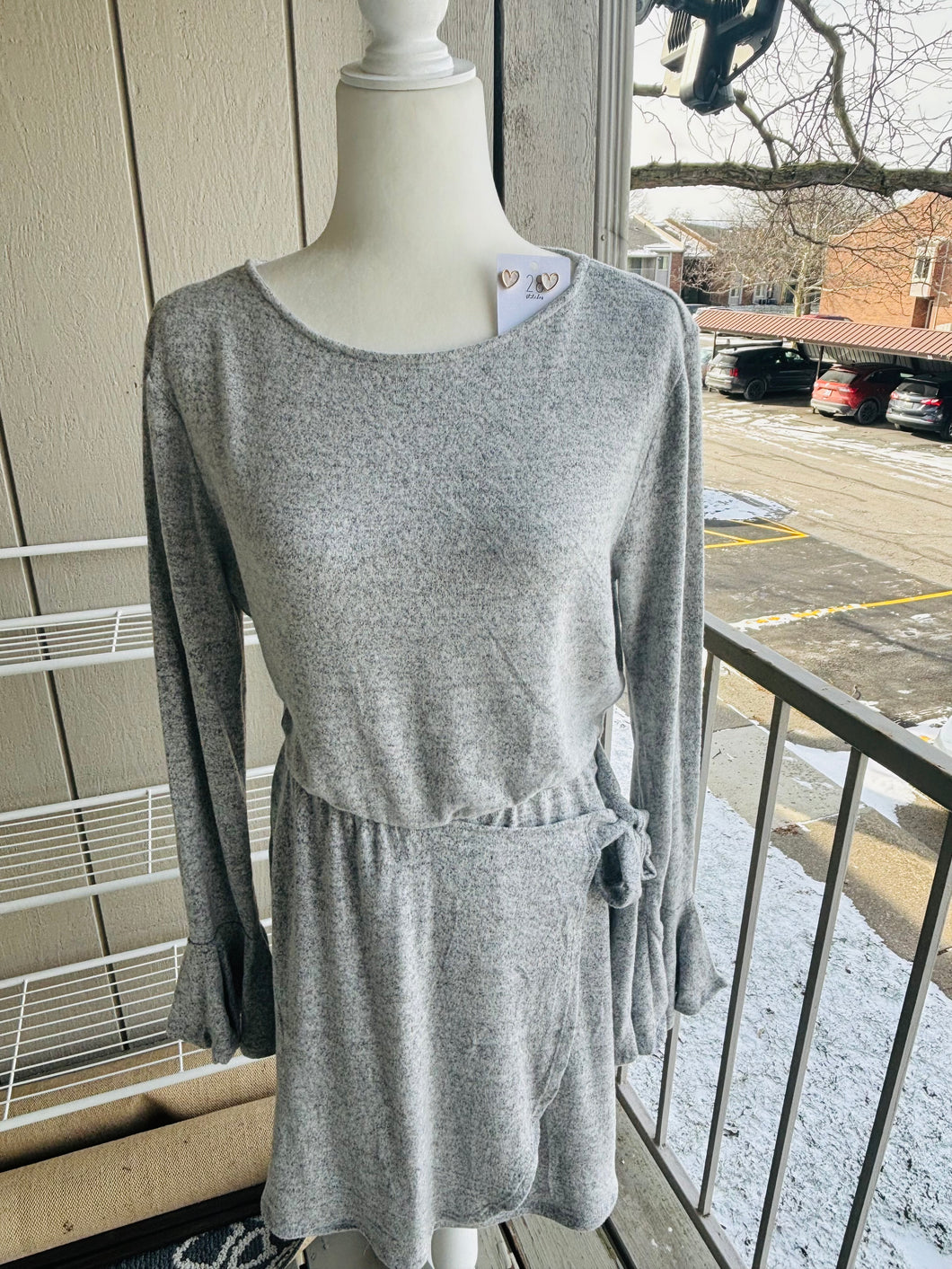 Gray Sweater Wrap Dress