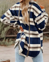 Load image into Gallery viewer, Navy Plaid Shaket
