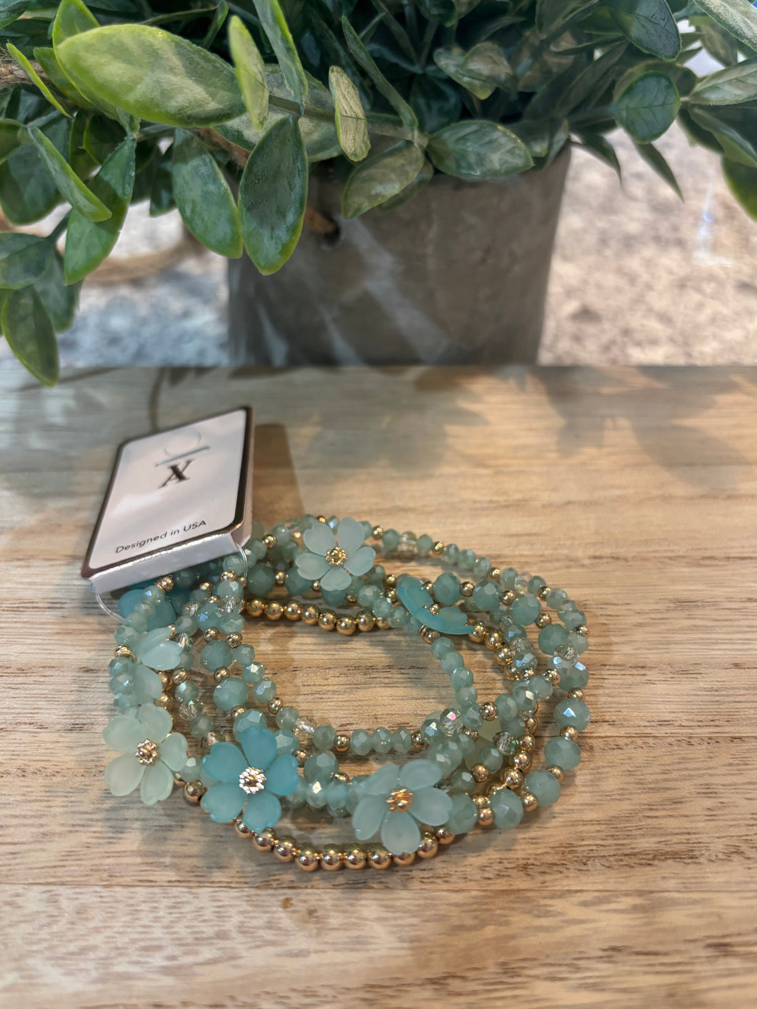 Flower Power Bracelet Set- Mint