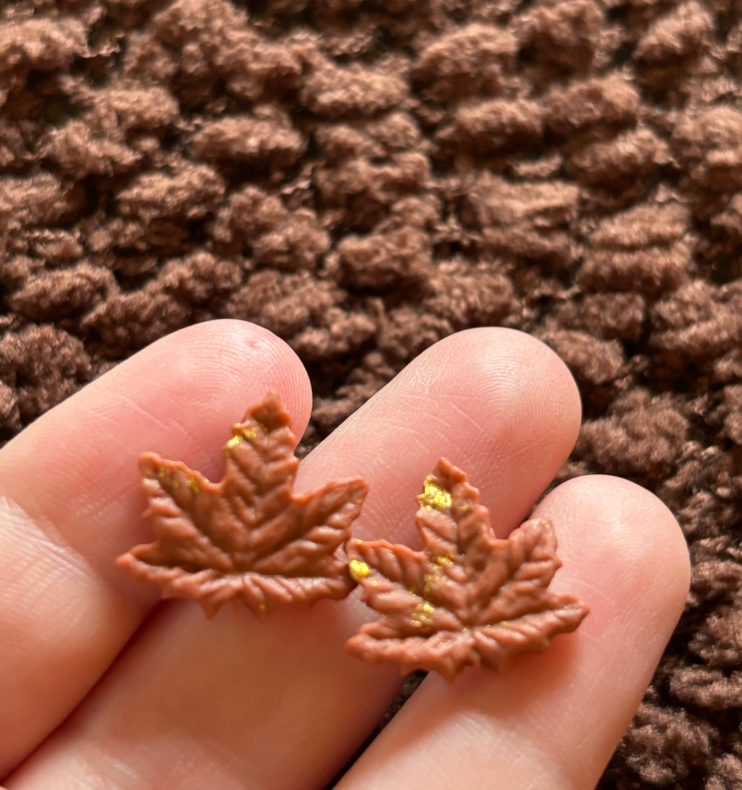 Maroon Leaf Studs