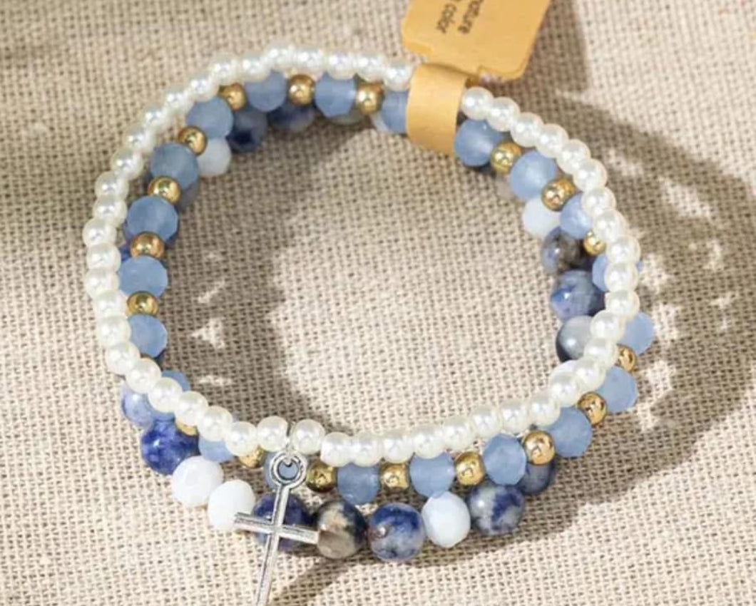 Cross Bracelet Set Blue