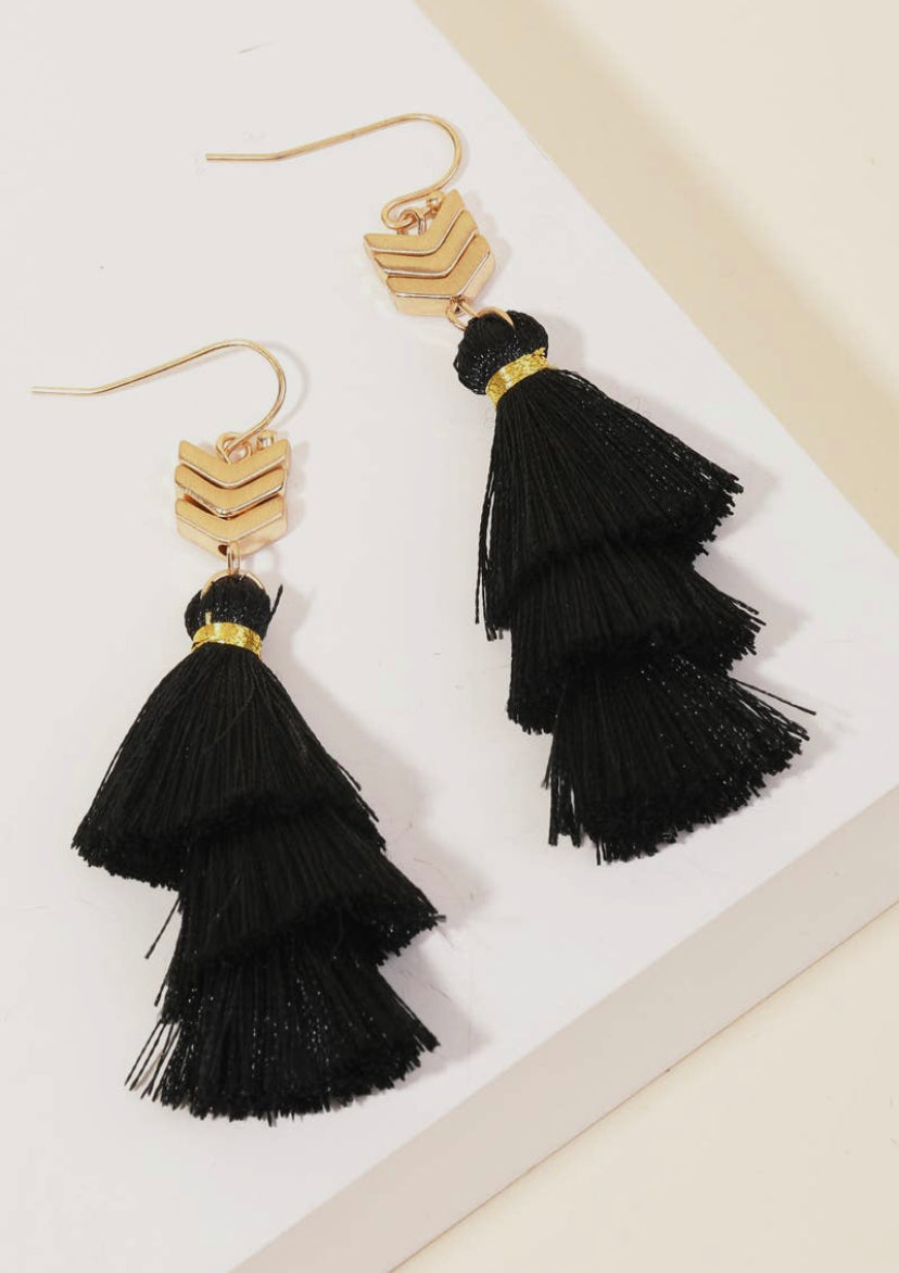 Tassel Earrings- Black