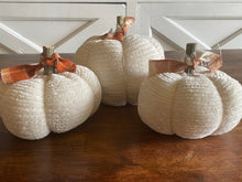Load image into Gallery viewer, Cream Chenile Sweater Pumpkins
