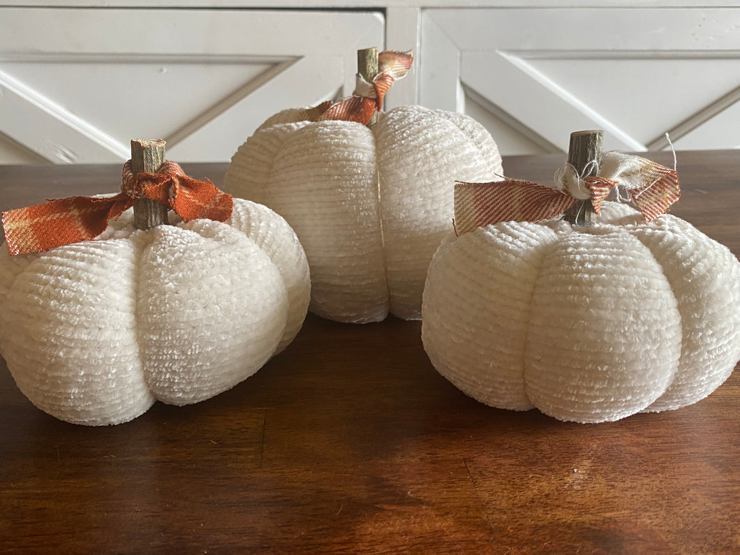 Cream Chenile Sweater Pumpkins